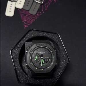 Custom G-SHOCK Black & Green Analog-Digital Watch